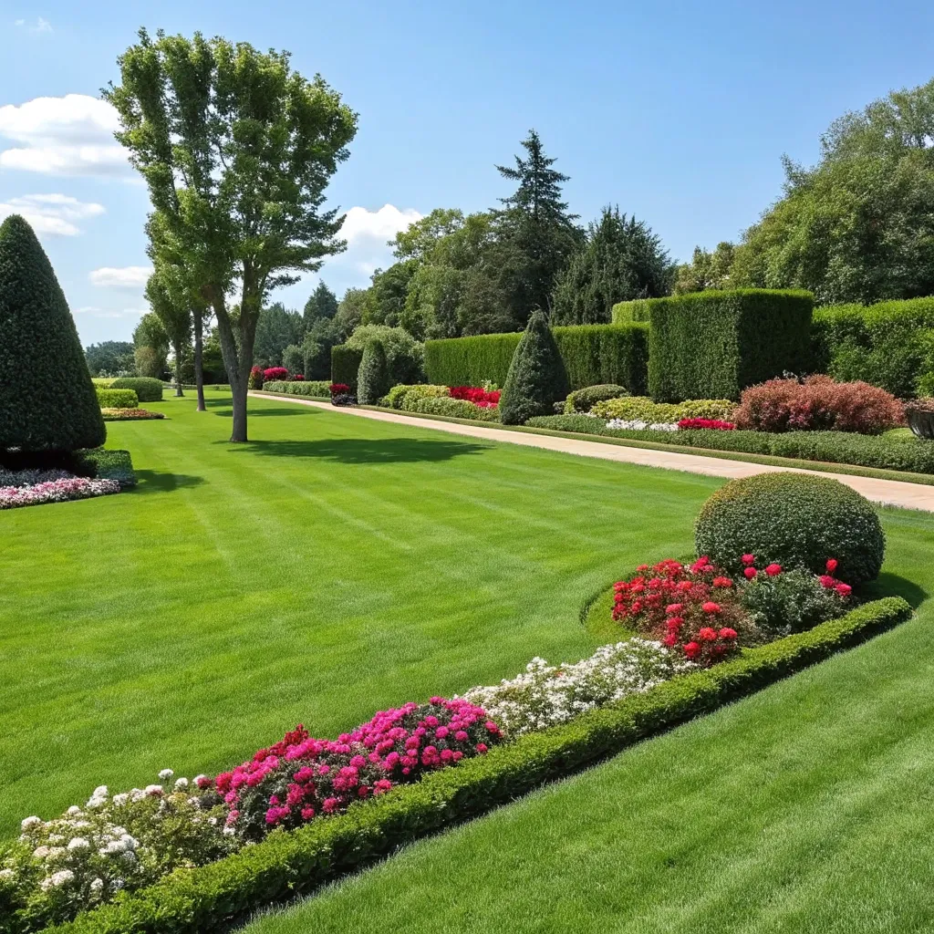 Lush green lawn with professional landscaping
